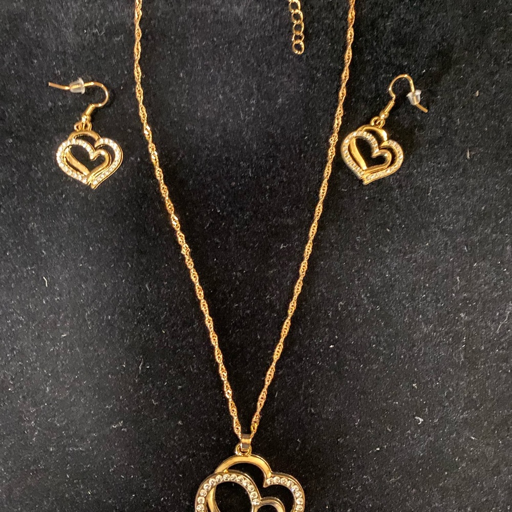 Chic Gold Heart Jewelry Set